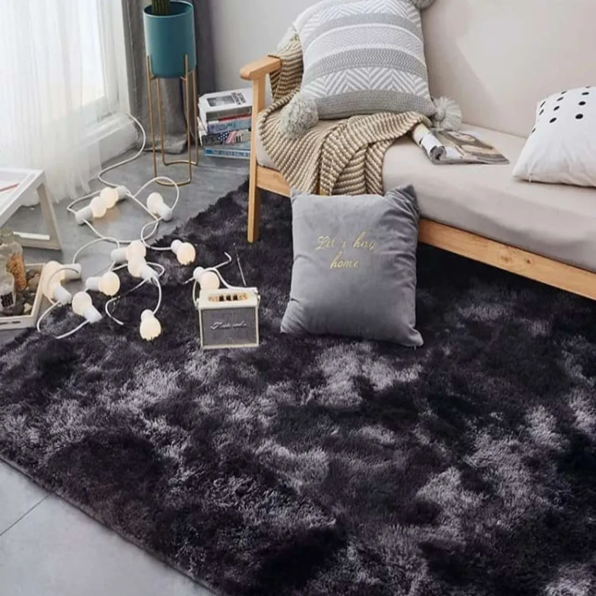 GENERICO - ALFOMBRA PELUDA 200X300 NEGRO