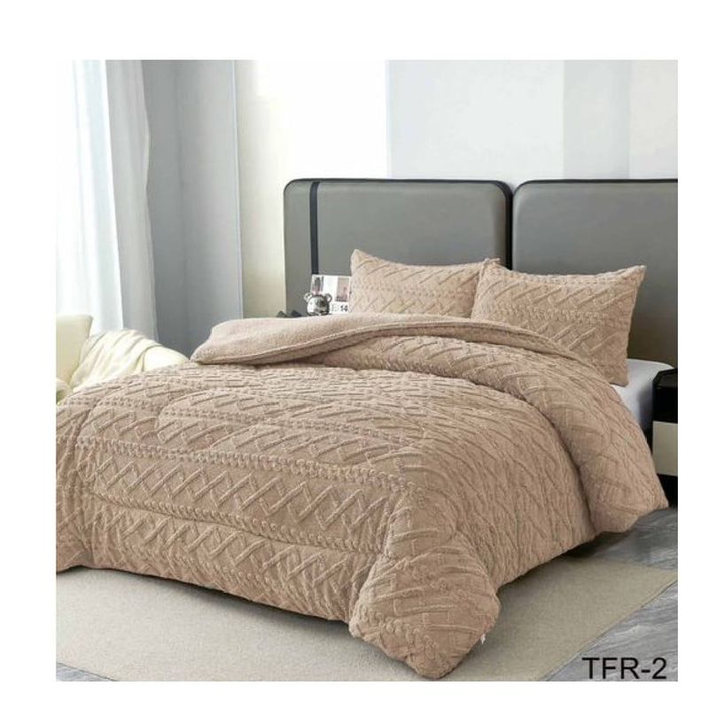 ANGELES DEL HOGAR - COBERTOR DE INVIERNO CON CHIPORRO TRENZADO 2 PLAZA BEIGE