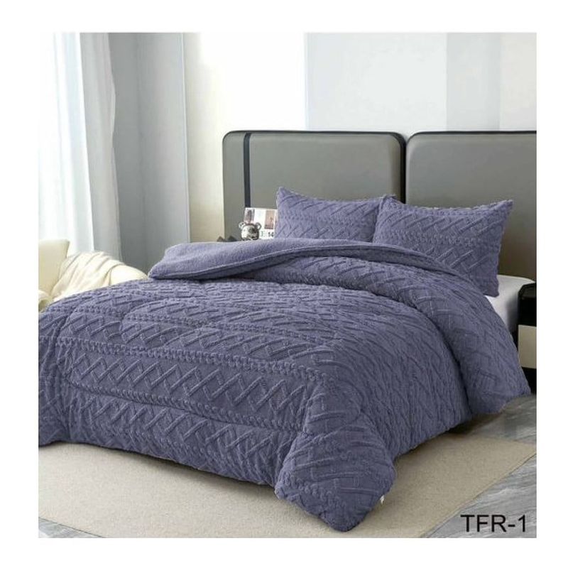 ANGELES DEL HOGAR - COBERTOR DE INVIERNO CON CHIPORRO TRENZADO KING AZUL