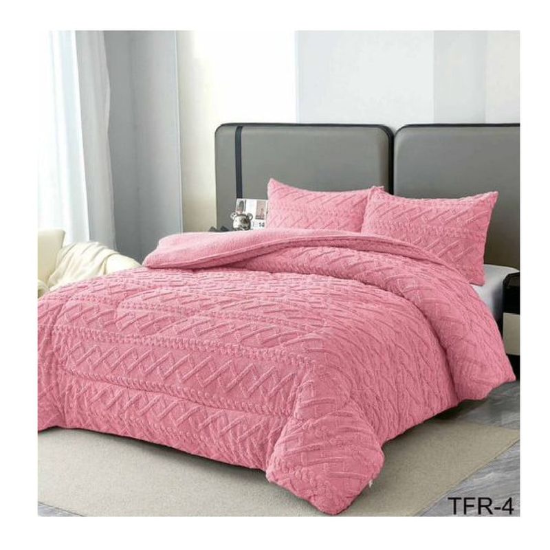 ANGELES DEL HOGAR - COBERTOR DE INVIERNO CON CHIPORRO TRENZADO KING ROSA