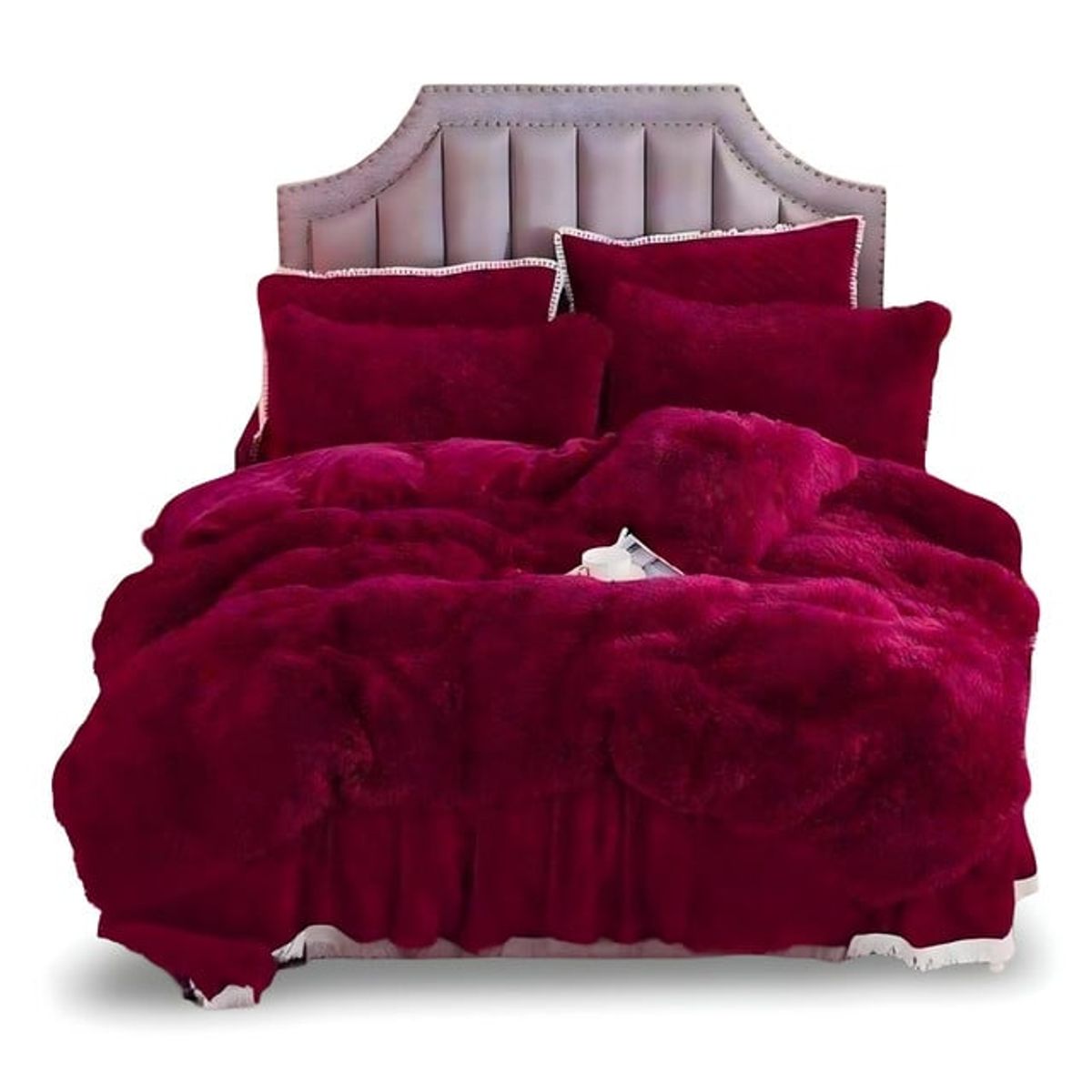 GENERICO - COBERTOR PELUDO CHIPORRO BURDEO 2 PLAZAS +2 FUNDAS DE ALMOHADA