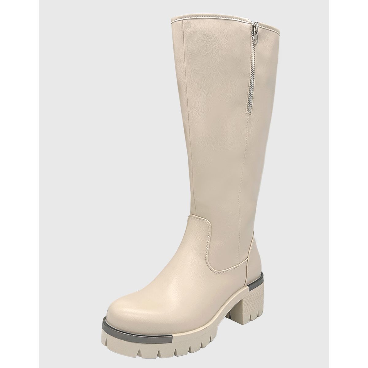 DINASTELLA - Bota para mujer Beige bajo la rodilla Lisa Danicolle