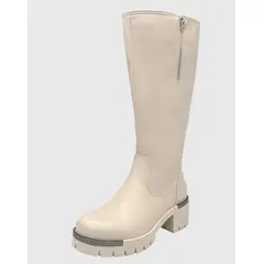 DINASTELLA - Bota para mujer Beige bajo la rodilla Lisa Danicolle