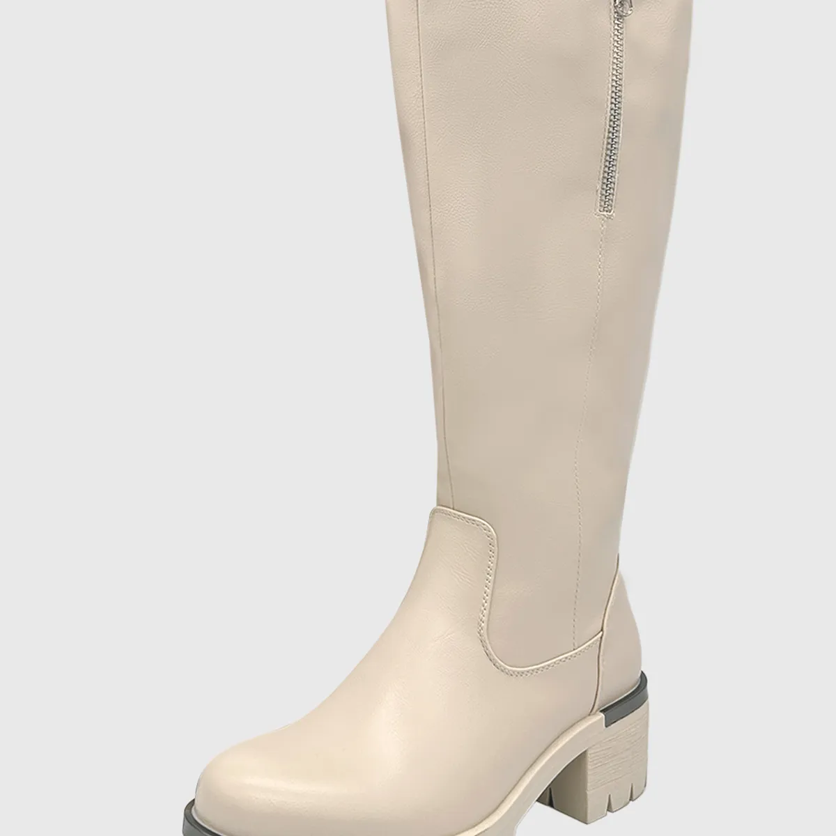 DINASTELLA - Bota para mujer Beige bajo la rodilla Lisa Danicolle