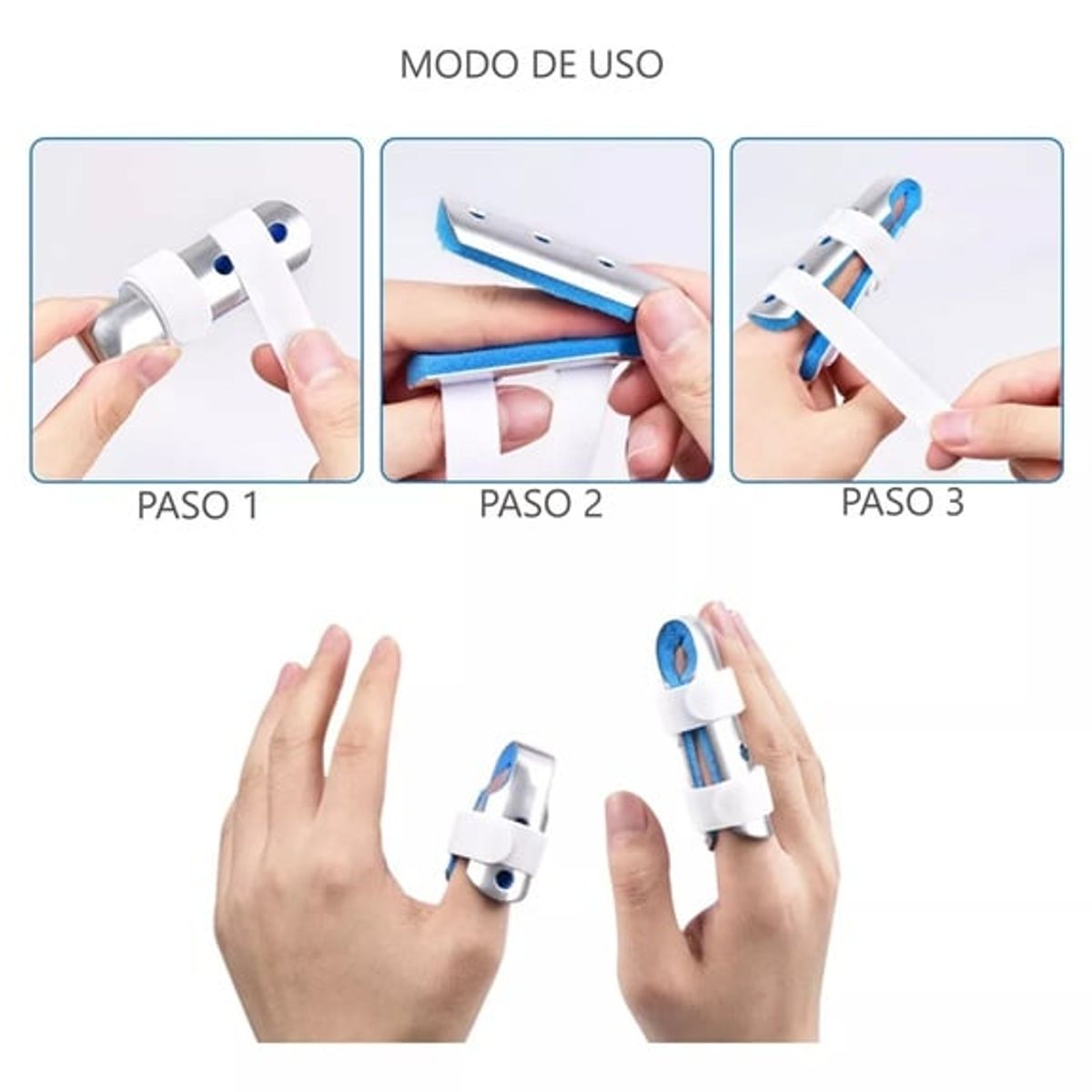GENERICO - Ferula Inmovilizador De Dedo Con Velcro Tipo C Talla S