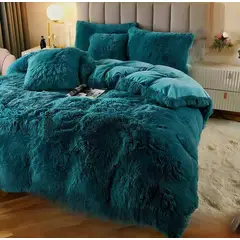 GENERICO - COBERTOR PELUDO CHIPORRO VERDE 2 PLAZAS +2 FUNDAS DE ALMOHADA