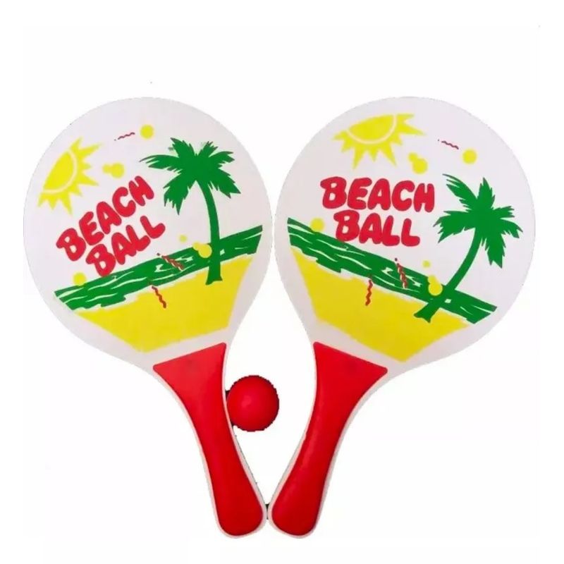 GENERICO - Set Paletas De Playa de Madera Raquetas Playeras Mas Pelota