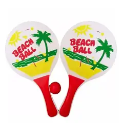 GENERICO - Set Paletas De Playa de Madera Raquetas Playeras Mas Pelota