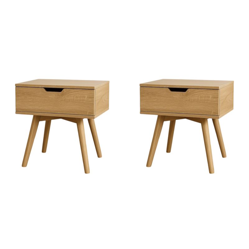 MOBOI - Pack 2 Veladores Mesa De Noche 1 Cajon Moderno 50*40*45cm