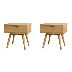 MOBOI - Pack 2 Veladores Mesa De Noche 1 Cajon Moderno 50*40*45cm
