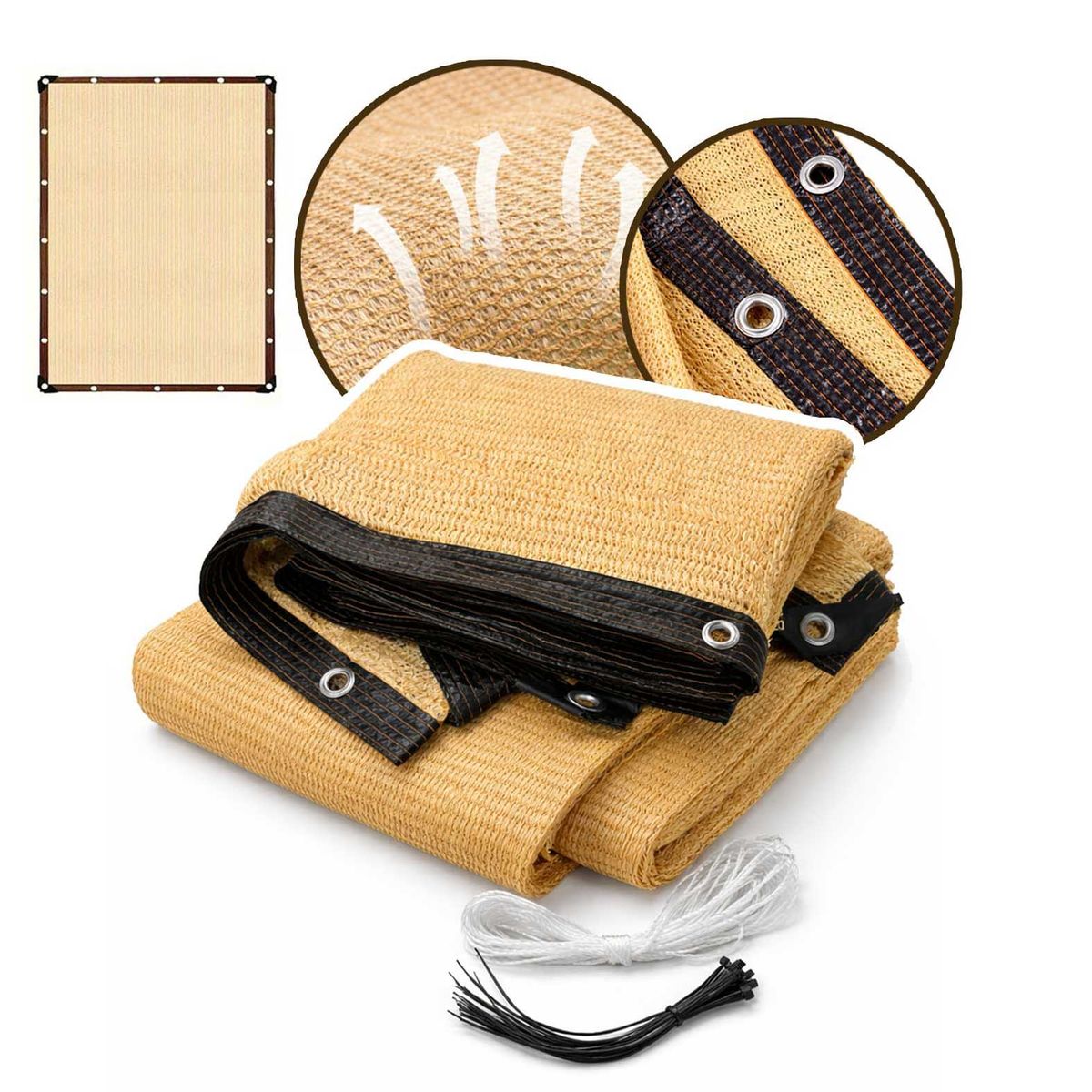 GENERICO - Parasol - Toldo Lona Exterior Vela Rectangular 3x5mt Beige