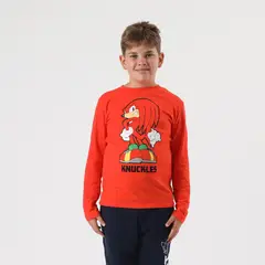 SONIC - Polera Manga Larga Niño Knuckles Rojo
