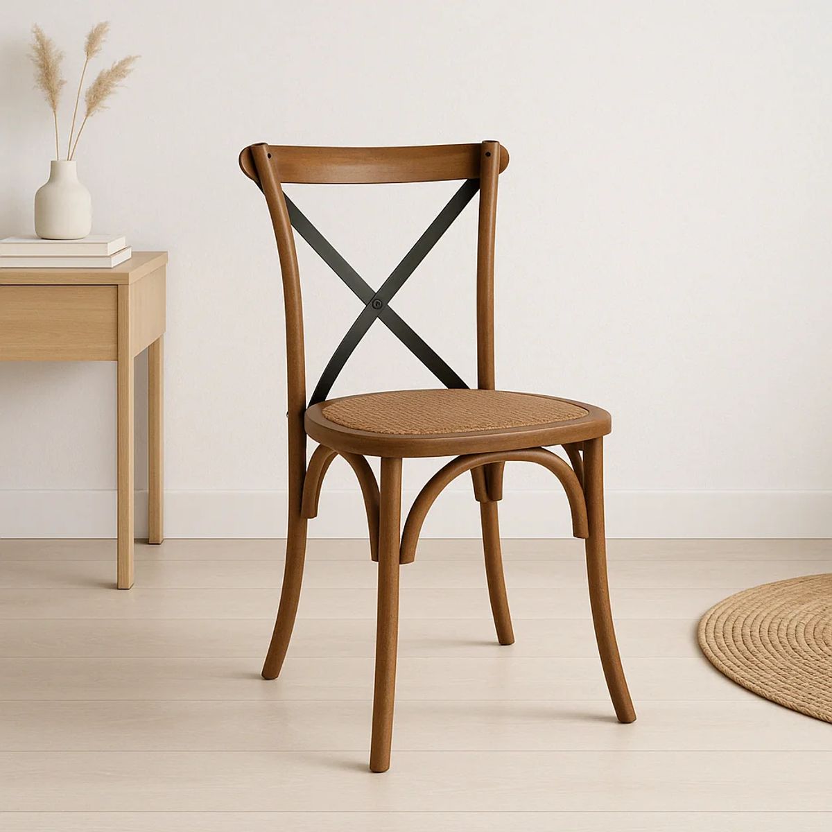 KLIK - Silla Crossback Madera Rattan - Café Vintage