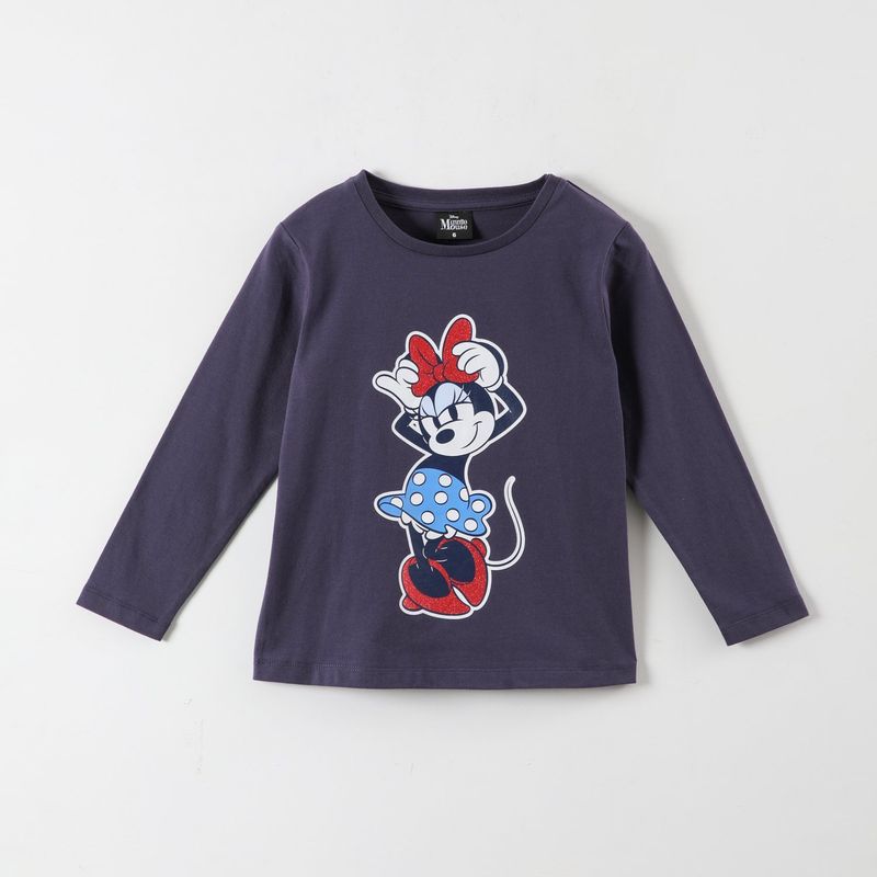 DISNEY - Polera Manga Larga Niña Minnie Ilustración Azul Disney