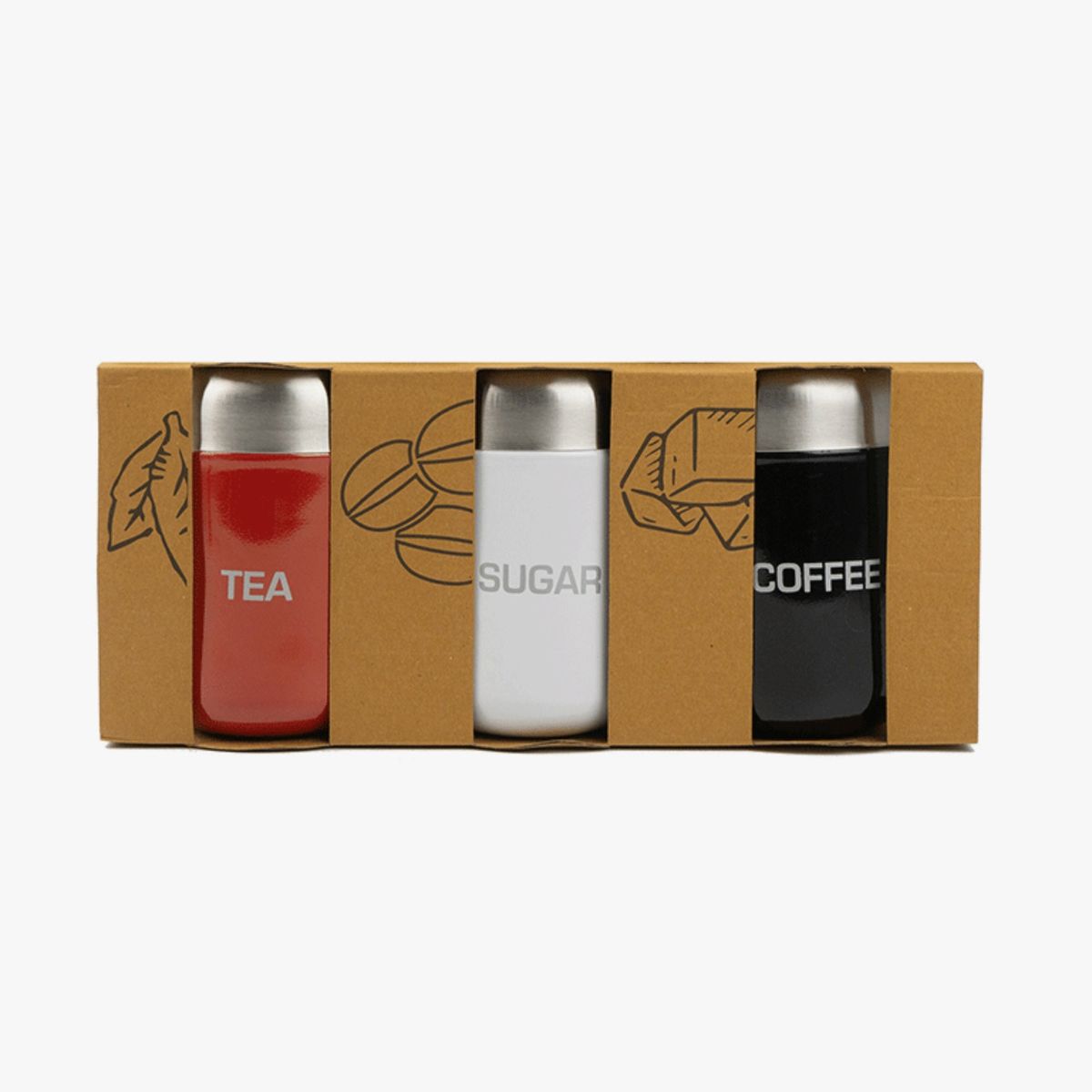 DECO EXPRESS - Set 3 Frascos Organizadores Acero Inoxidable