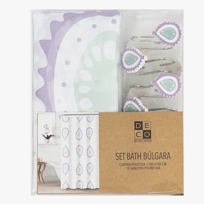 Imagen 2 del producto Cortina de baño 180x180 impermeable + 12 ganchos Bulgara