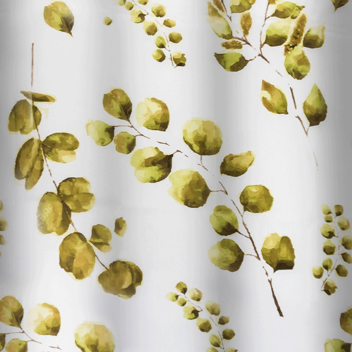 DECO EXPRESS - Cortina de baño 180x180 impermeable + 12 ganchos Eucalipto