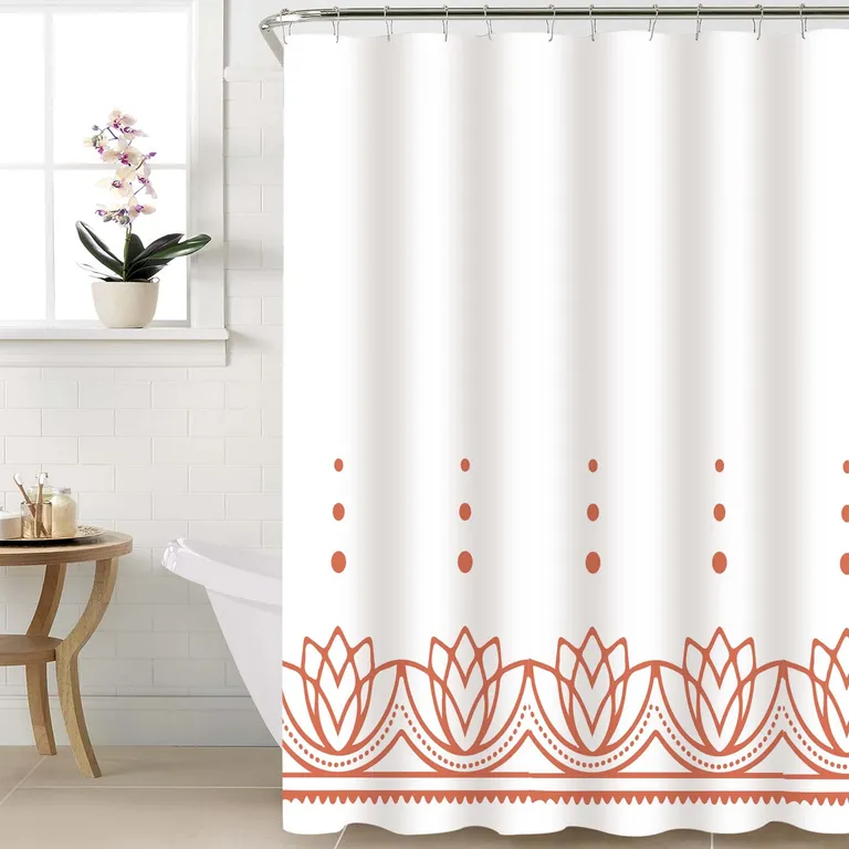 Cortina de bano 180x180 impermeable + 12 ganchos Loto Coral