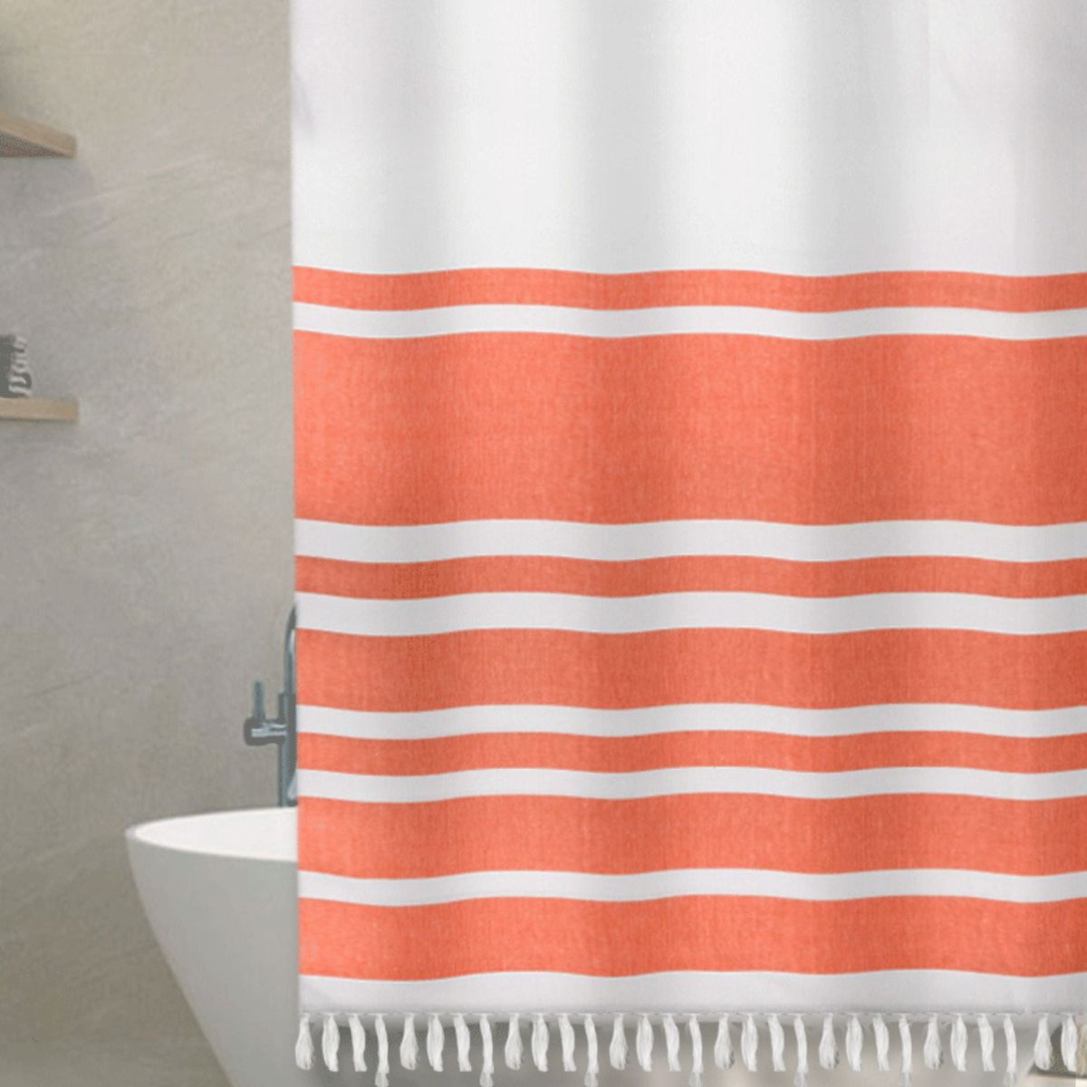 DECO EXPRESS - Cortina Baño Algodon Marinera Rustica