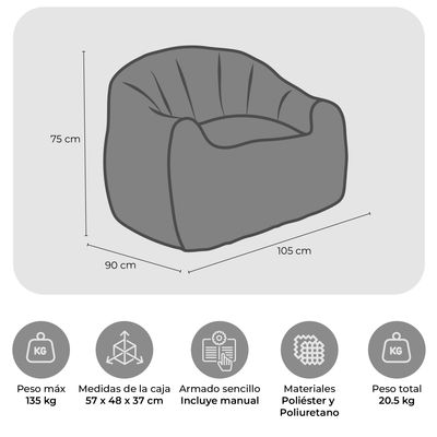 Imagen 2 del producto Sillón Pouf / Puff Zilo de Sherpa con Relleno