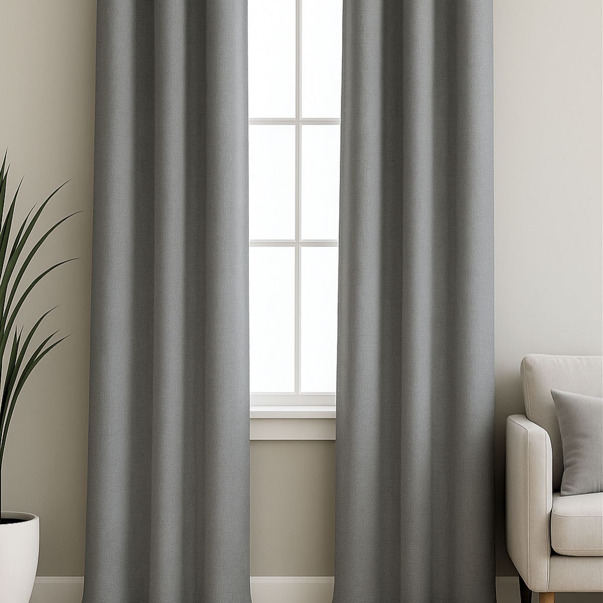 CLEMS CORTINAS - Pack 2 Cortina Jacquard Tradicional 140x225cm Gris Claro