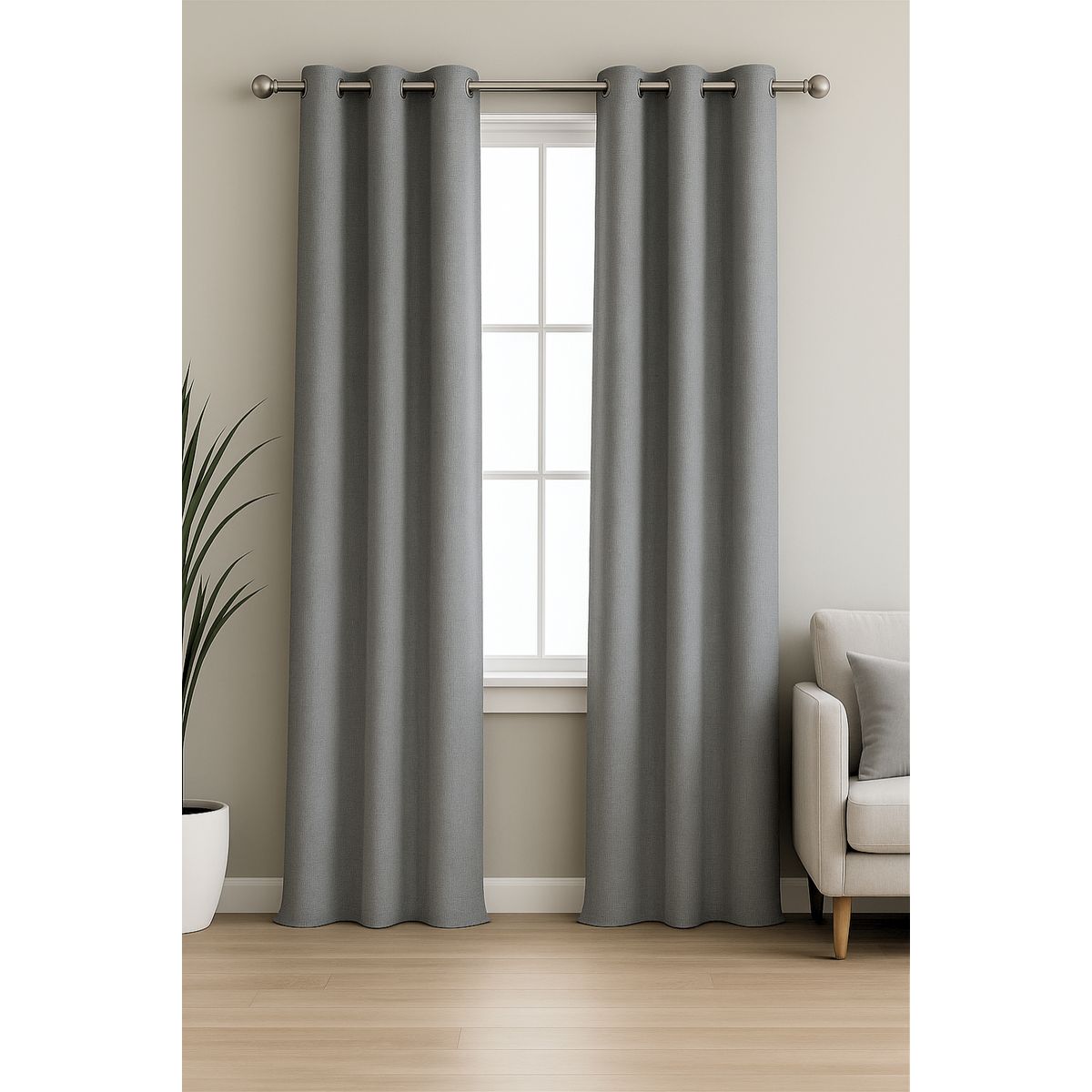 CLEMS CORTINAS - Pack 2 Cortina Jacquard Tradicional 140x225cm Gris Claro