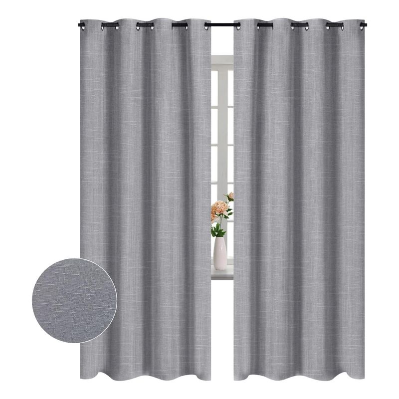 CLEMS CORTINAS - Pack 2 Cortina Jacquard Tradicional 140x225cm Gris Claro