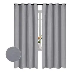 CLEMS CORTINAS - Pack 2 Cortina Jacquard Tradicional 140x225cm Gris Claro