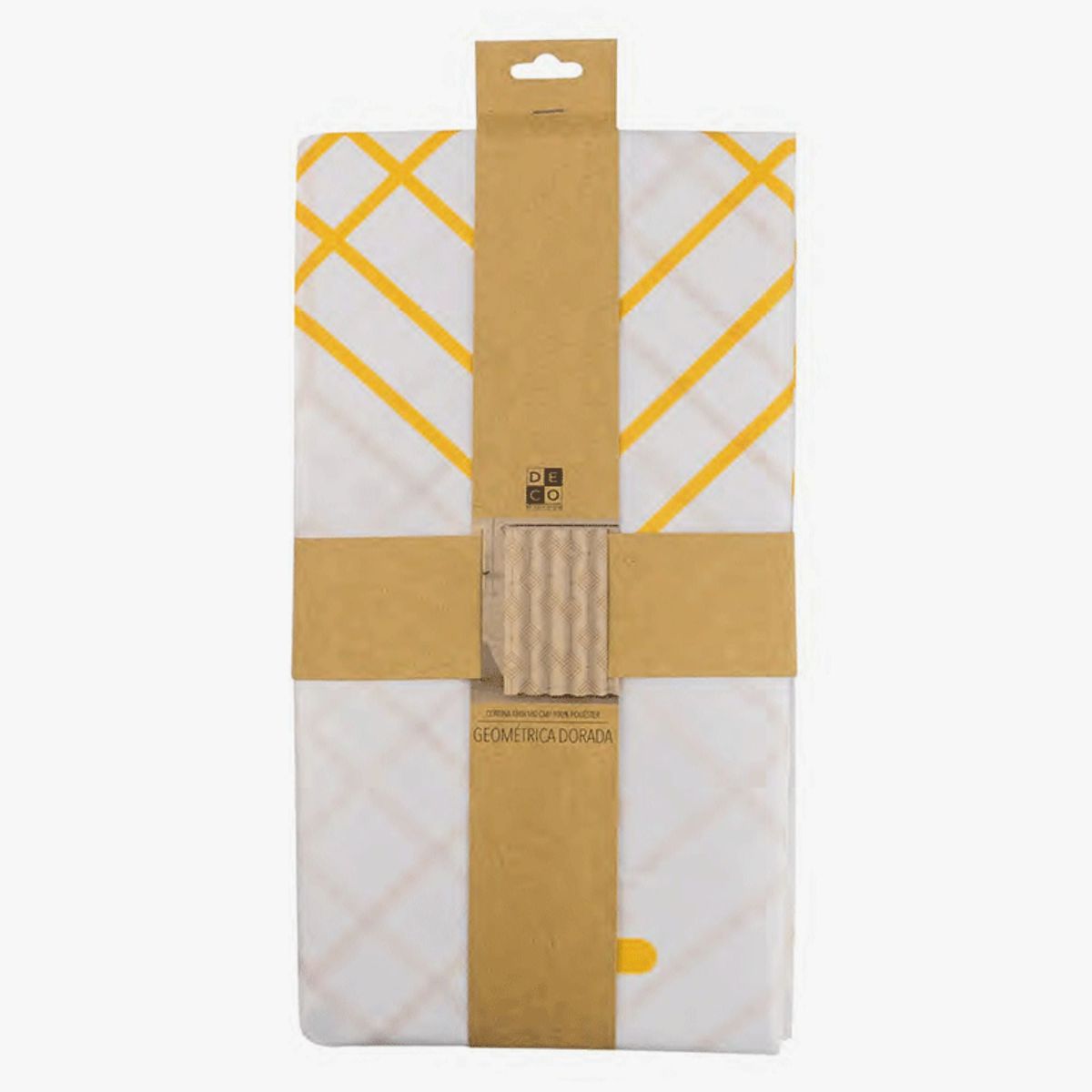 DECO EXPRESS - Cortina de Baño Poly Geometrica Dorada