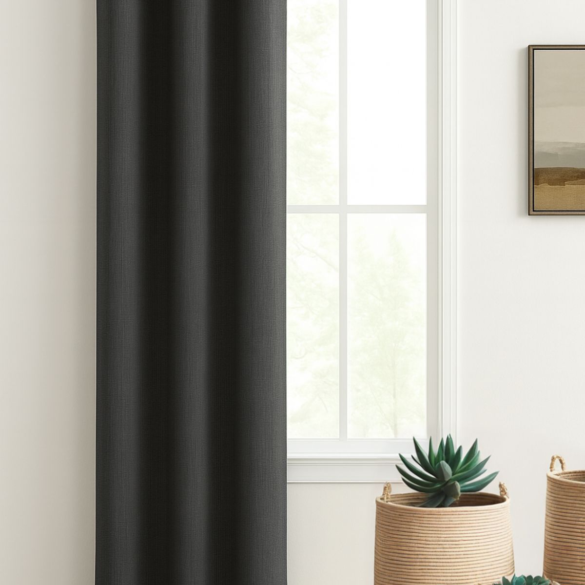 CLEMS CORTINAS - Cortina Jacquard Tradicional 140x225cm Gris Oscuro