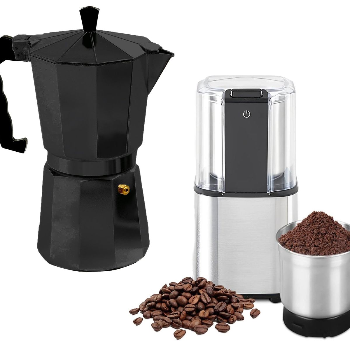 GENERICO - Cafetera Italiana Greca 6 Tazas + Moledor Electrico De Cafe