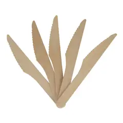 FOLD - Pack 100 Cuchillos Madera Abedul Desechables Ecológicos
