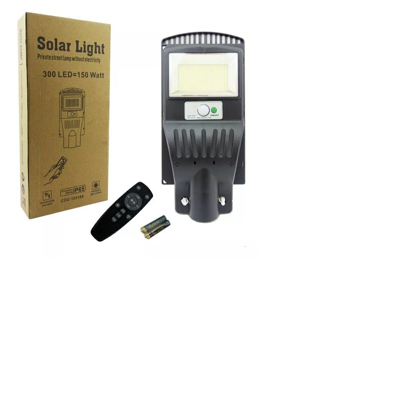 GENERICO - Foco Para Poste Solar De 150 Watt, 300 Led, Pvc. Con Control
