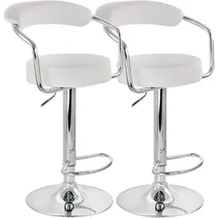 MOBOI - Pack 2 Taburete Piso Bar Altura Regulable Con Respaldo Blanco