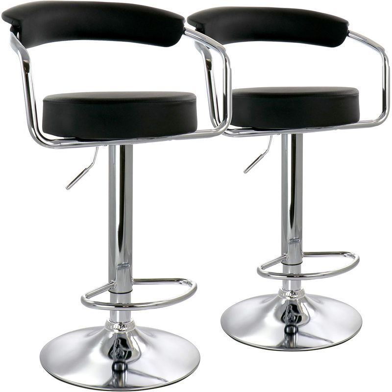 MOBOI - Pack 2 Taburete Piso Bar Altura Regulable Con Respaldo Negro
