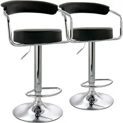 MOBOI - Pack 2 Taburete Piso Bar Altura Regulable Con Respaldo Negro