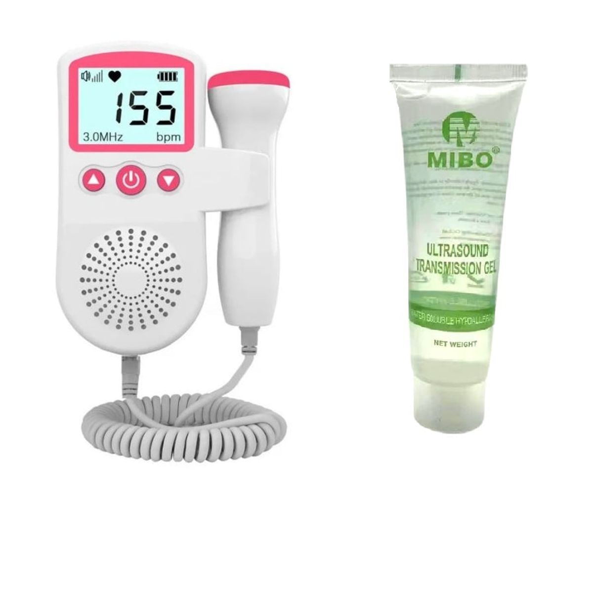 GENERICO - Doppler Monitor Ultrasonido Rosado Mas Gel Ultrasound Primeros Latidos
