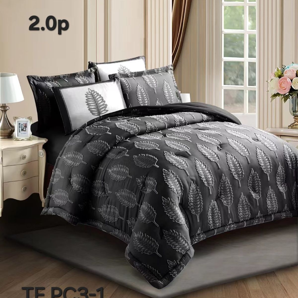 GENERICO - Cobertor de Verano 2 Plazas Edredon Ligero Semiacolchado de Polialgodón Gris Plomo