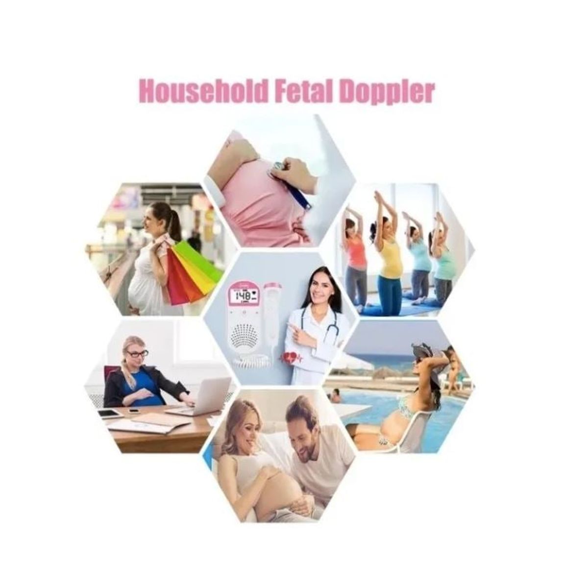 GENERICO - Doppler Monitor Ultrasonido Rosado Mas Gel Primeros Latidos