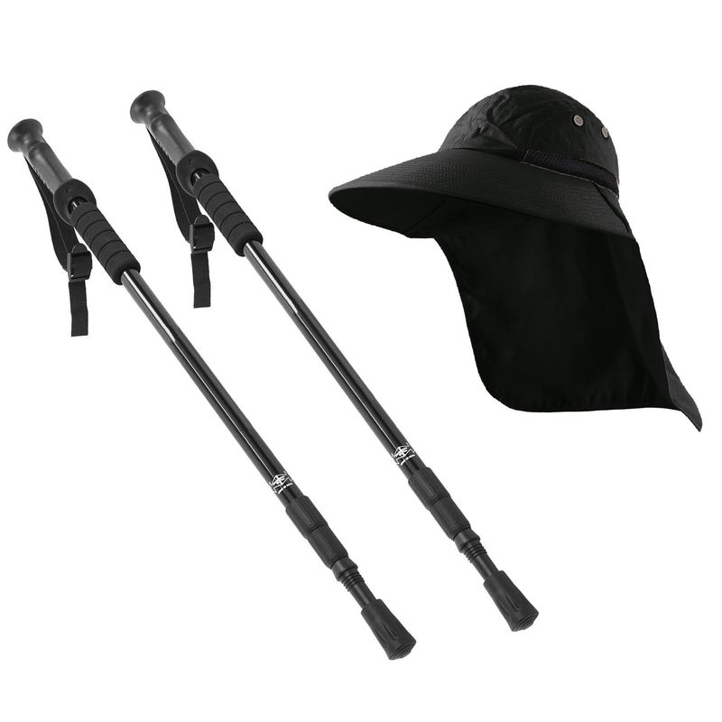 GENERICO - Pack Palo Trekking Bastón Pleglable Senderismo + Jockey Uv