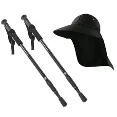 GENERICO - Pack Palo Trekking Bastón Pleglable Senderismo + Jockey Uv