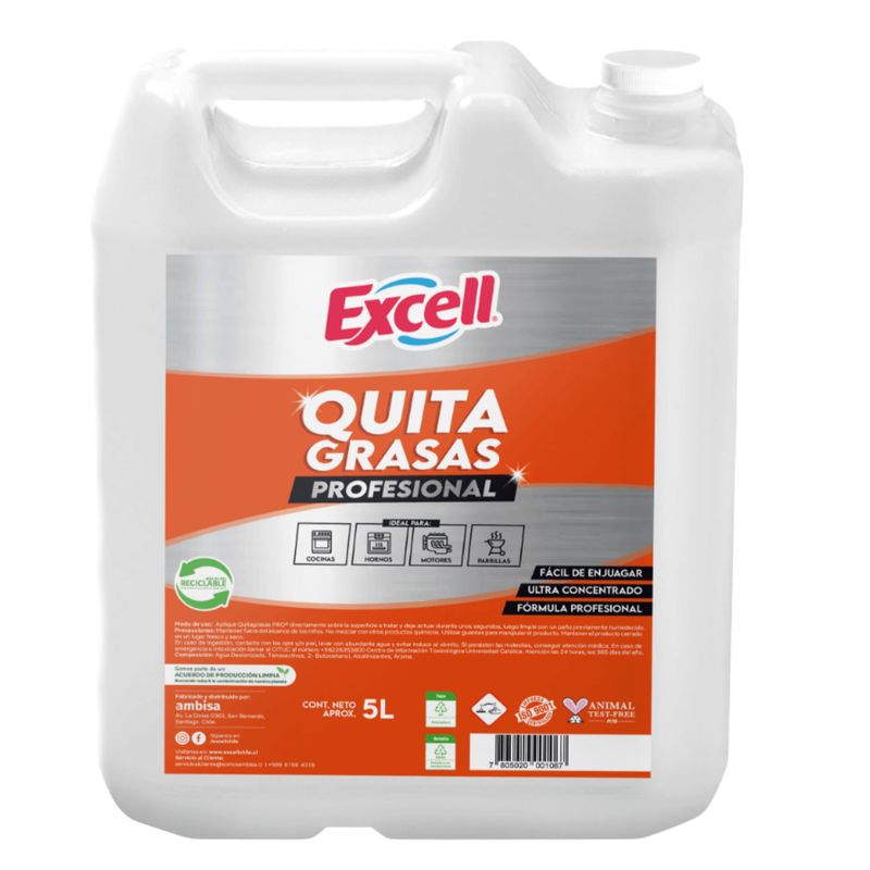 EXCELL - Quitagrasas Profesional Excell 5 Litros Máxima Eficacia