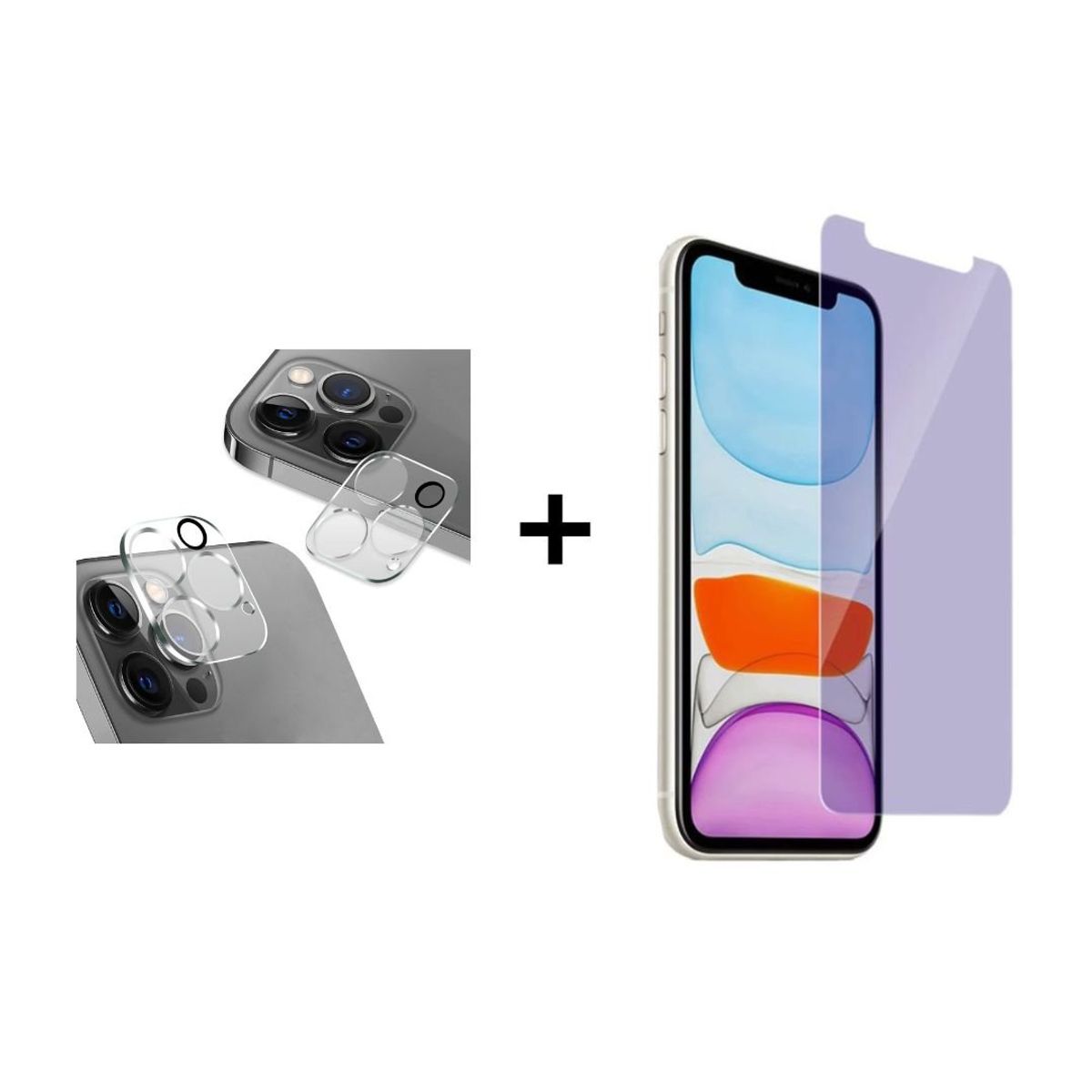 GENERICO - Vidrio Templado Anti Luz Azul + Lente Càmara Iphone 12 Pro Max