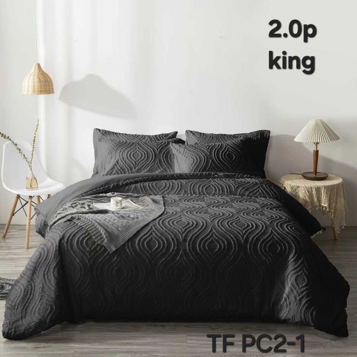 GENERICO - Cobertor de Verano 2 Plazas Edredon Semi Acolchado de Algodón Gris Plomo