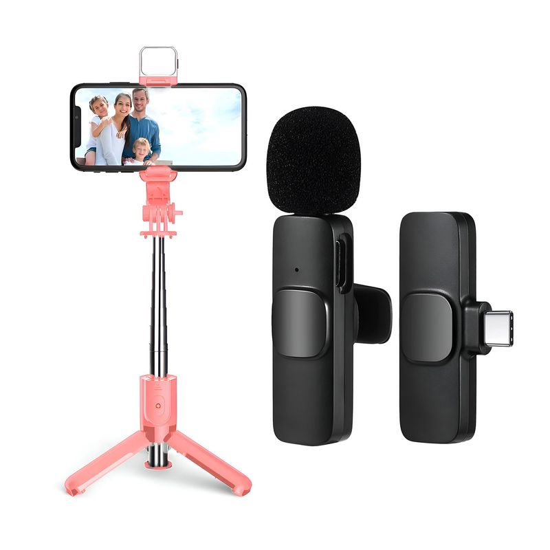 GENERICO - Tripode Palo Selfie Bluetooth + Microfono Inalambrico Usb C