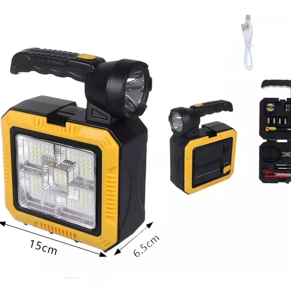 GENERICO - Linterna Frontal Lámpara Solar Power Bank Kit Herramientas