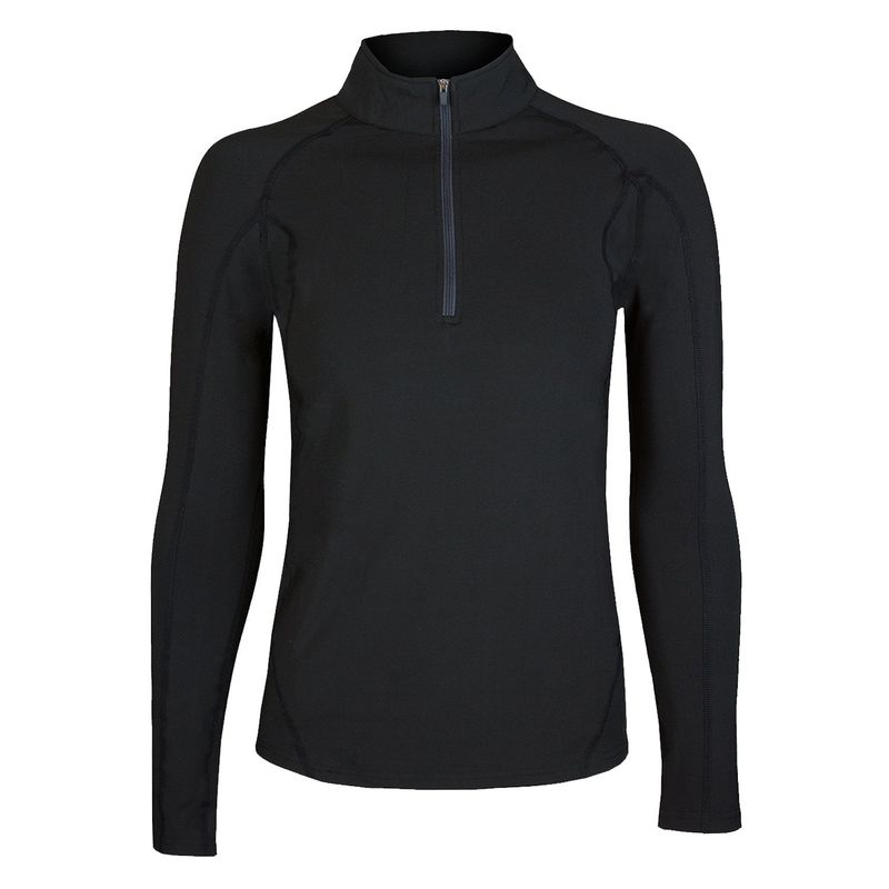 ANDESLAND OUTDOOR APPAREL - Polera Micropolar I Capa con Cierre Chilla Negro Mujer