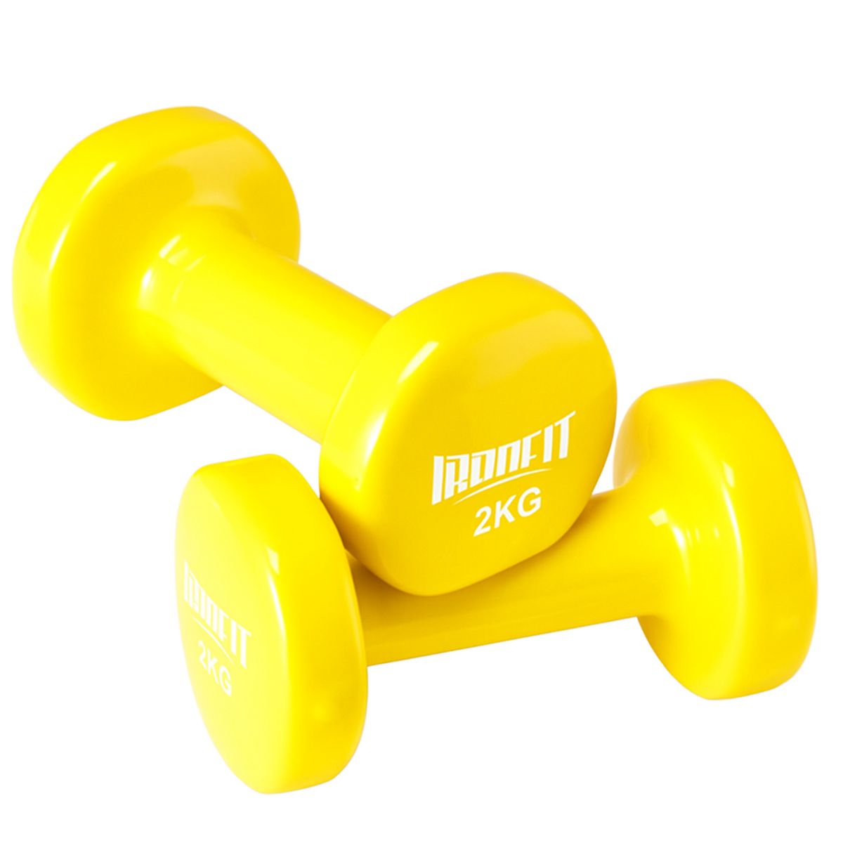 CITYSHOP - Par de Mancuernas Hexagonales Ironfit 2 kg c/u Recubiertas en Neopreno Color Amarillo