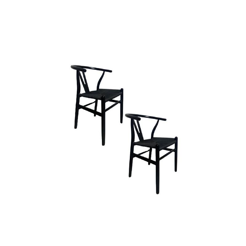 GENERICO - Pack 2 Sillas Wishbone Madera Negra