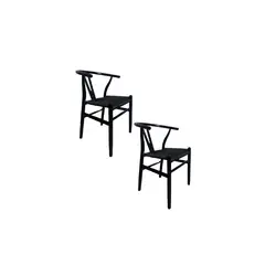 GENERICO - Pack 2 Sillas Wishbone Madera Negra